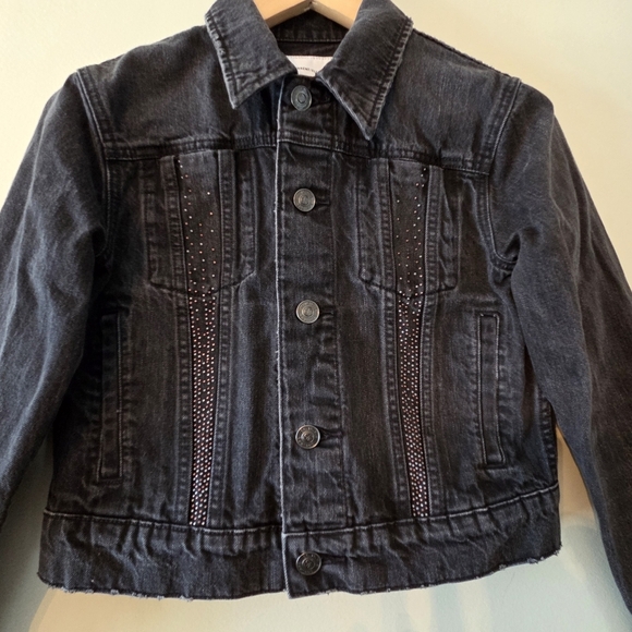 Current Elliott Women's Black "The Studded Baby Trucker" Jean Jacket Sz 1 Small - Picture 5 of 13